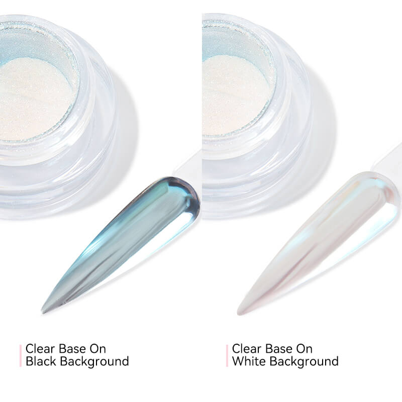 Glazed Donut Nails: Multi White Pearl Shimmer Chrome Moonlight Nail Pigment  Powder