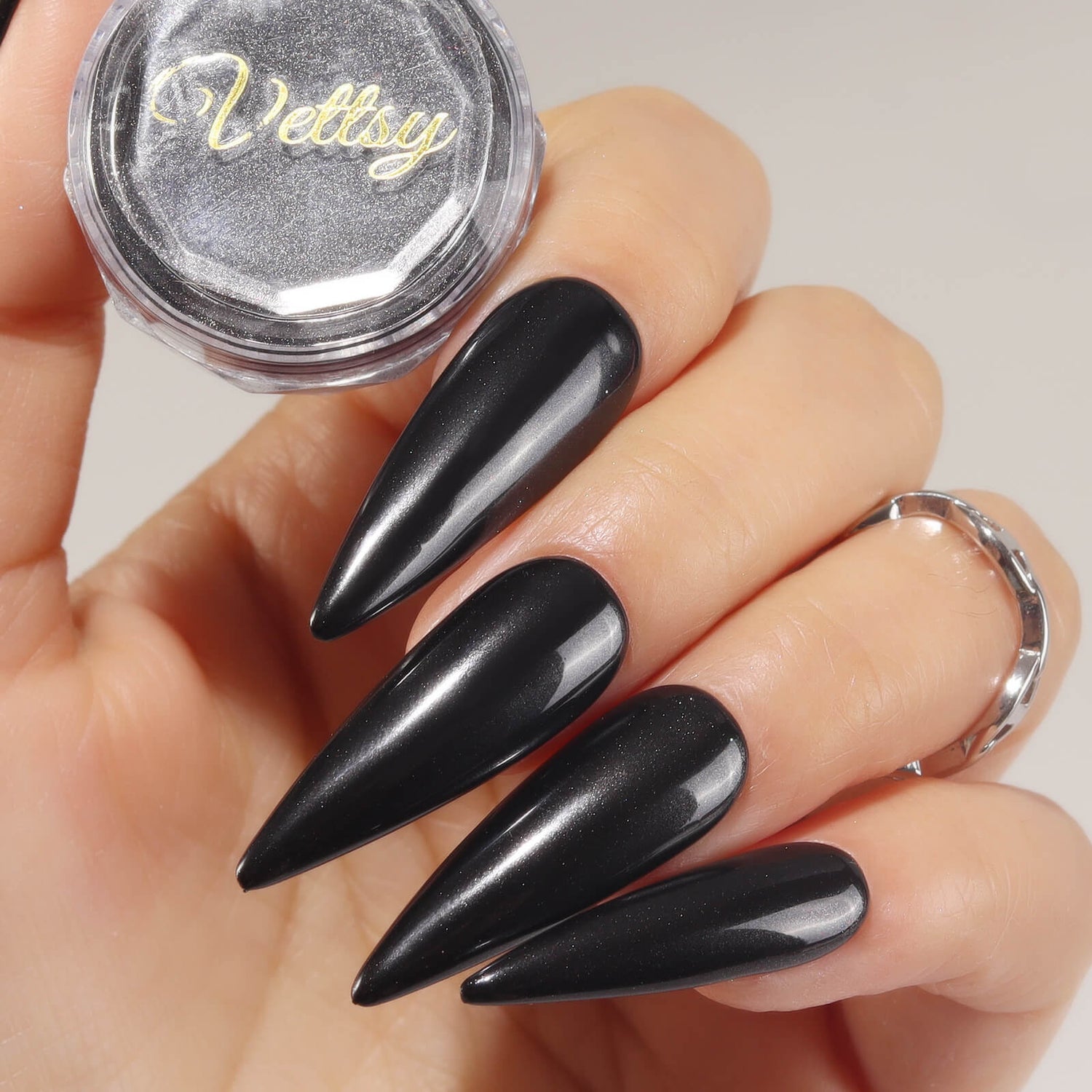 Fall-metal-nail-art-chrome-powder-black-Graphite-show