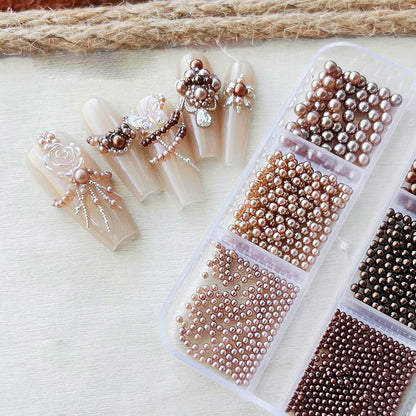 brown-nail-art-pearls-autumn-caviar-beads-nail-design