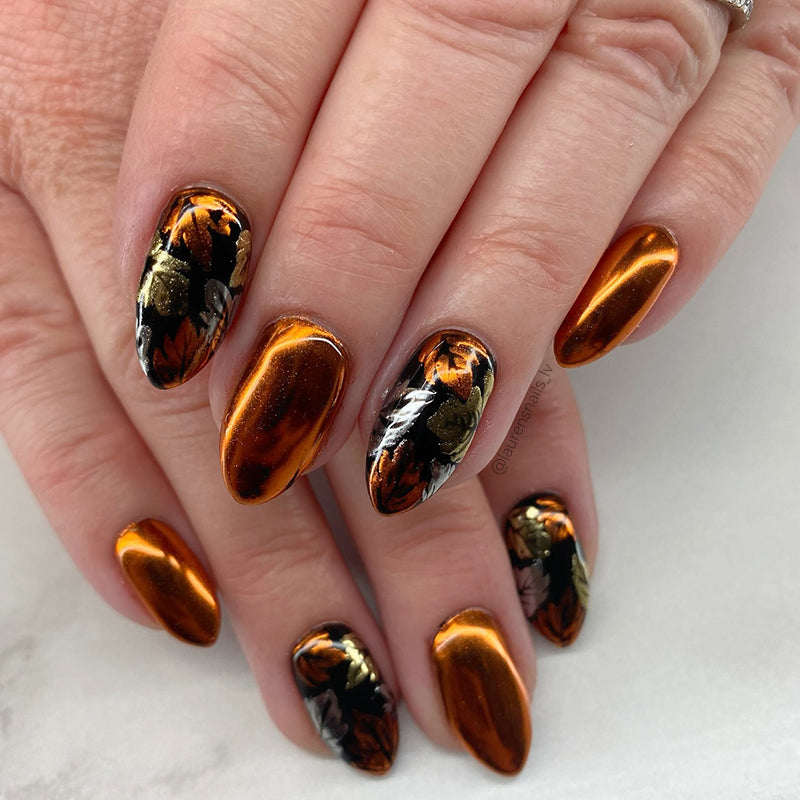 metal-chrome-nail-powder-orange-nail-design