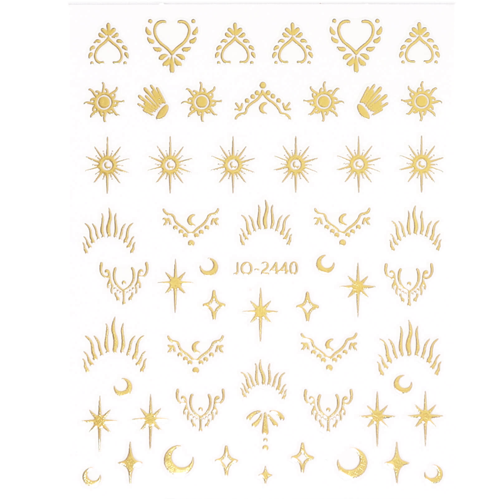 Gold moon and stars nail tattoos