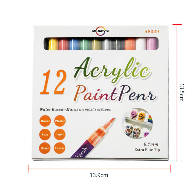 Set of 12 Extra Fine Tip Acrylic Paint Markers 