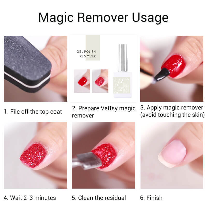 Magic Remover Gel Nail Polish Remover Within 1-2 Mins Soak off Remover  Tools (15 ml)